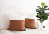 Faux Leather Decorative Pillow Covers for Couch Bed Sofa, 18 x 18 inch Set of 2