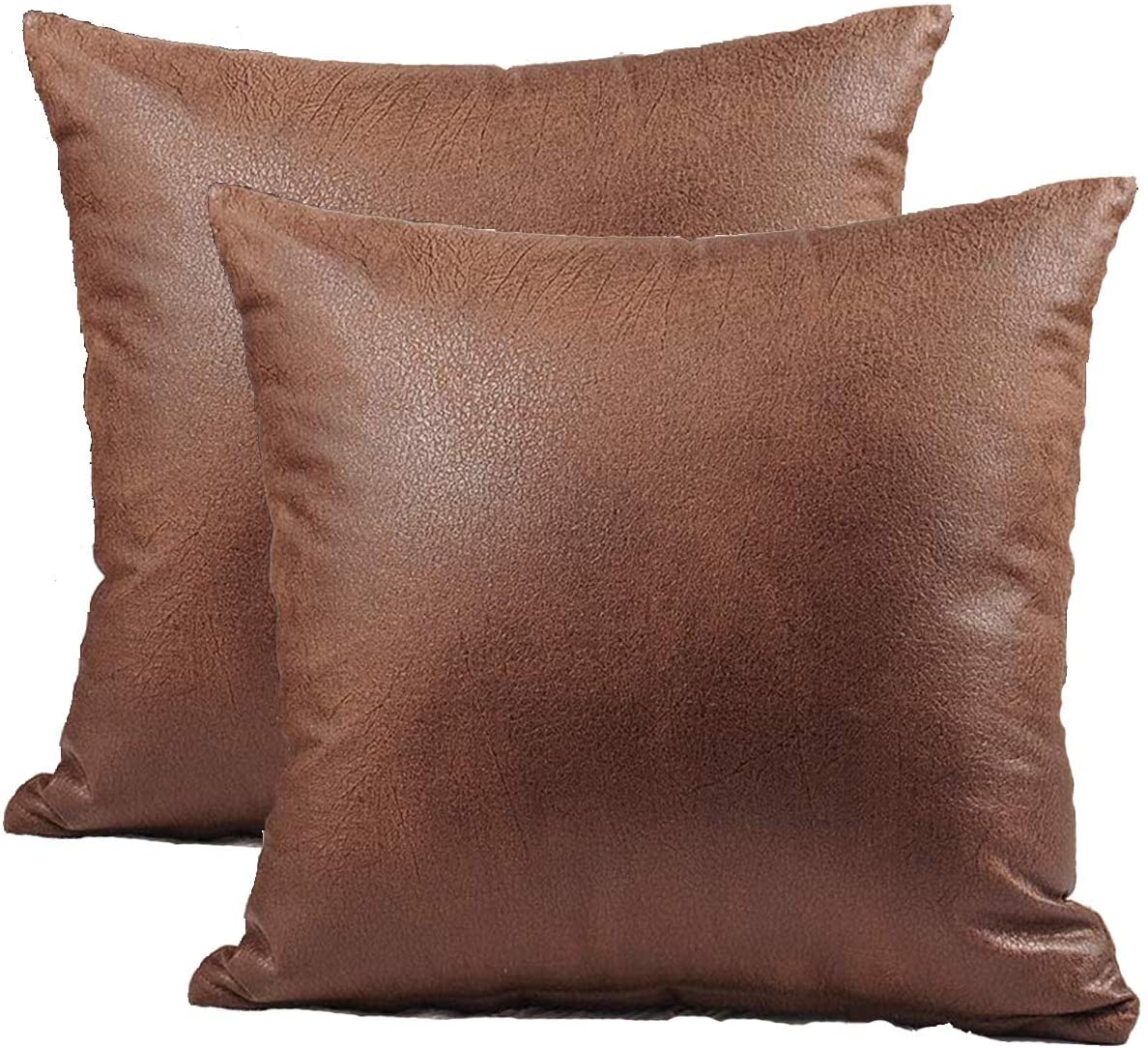 Set of 2 Faux Leather and Linen Throw Pillow Cover 18x18 inch – Basic  Outline Interiors