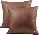 Faux Leather Throw Pillow Covers 18x18 Inch Pack of 2