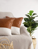 Faux Leather Decorative Pillow Covers for Couch Bed Sofa, 18 x 18 inch Set of 2
