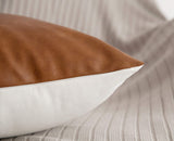 Faux Leather Decorative Pillow Covers for Couch Bed Sofa, 18 x 18 inch Set of 2