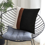 Set of 2 Faux Leather and Linen Throw Pillow Cover 18x18 inch