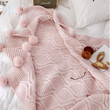 Throw Blanket with Pompom