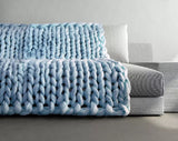 Moonlight Blue Chunky Knit Throw Blankets