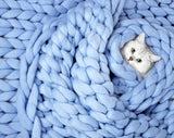 Moonlight Blue Chunky Knit Throw Blankets