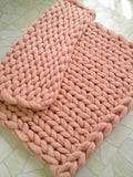 Pink Chunky Knitted Blanket