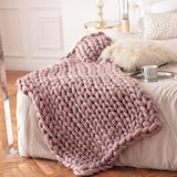 Pink Chunky Knitted Blanket