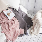 Throw Blanket with Pompom