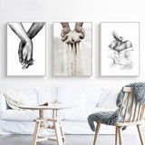 Black White Lovers' Hands Poster