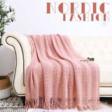 Knitted Blanket Nordic Plaid Pattern