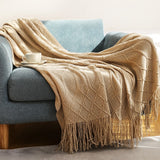 Knitted Blanket Nordic Plaid Pattern