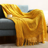 Knitted Blanket Nordic Plaid Pattern