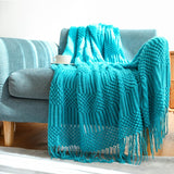 Knitted Blanket Nordic Plaid Pattern