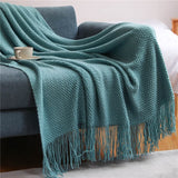 Knitted Blanket Nordic Plaid Pattern