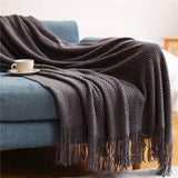 Knitted Blanket Nordic Plaid Pattern