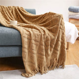 Knitted Blanket Nordic Plaid Pattern