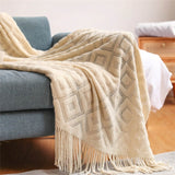 Knitted Blanket Nordic Plaid Pattern