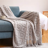 Knitted Blanket Nordic Plaid Pattern