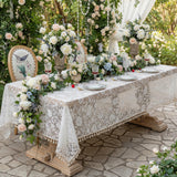 Rose Lace Tablecloth with Tassels