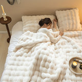 Faux Rabbit Fur Bubble Blanket