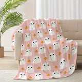 Ghost Pumpkin Pink Blanket