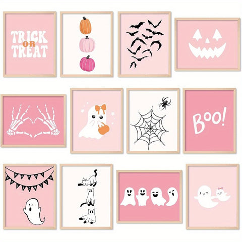 12 Pcs Halloween Wall Art Prints Set