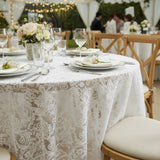 Round Lace Tablecloth White 