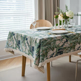 Botanical Tapestry Tablecloth with Fringe 