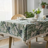 Botanical Tapestry Tablecloth with Fringe 