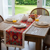 Woven Kilim Table Runner with Fringe