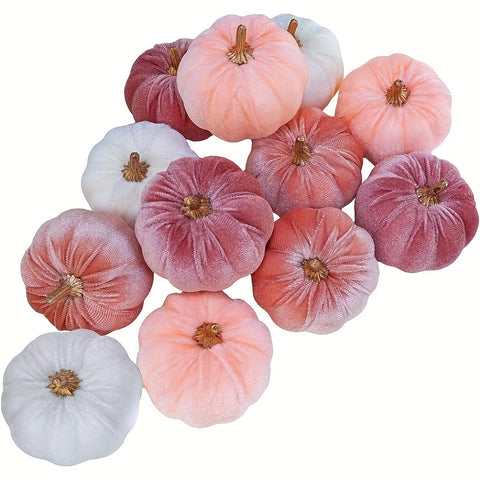 12pcs Velvet Artificial Pumpkins