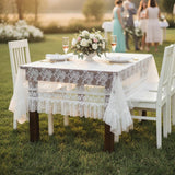 Lace Tablecloth White, Sheer Floral Table Cover