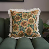 Sunflower Pillow Cover Jacuard Cushion Cover with Fringe