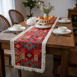Woven Kilim Table Runner with Fringe