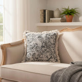 French Country Tapestry Pillow Cover | Botanical Bunny Accent Cushion with Tassels