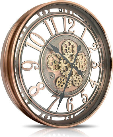 Real Moving Gears  Industrial Steampunk Wall Clock 