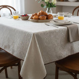 Elegant Ivory Jacquard Tablecloth