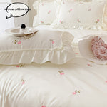 3pcs bedding Set, Embroidered Rose Quilt