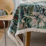 Botanical Tapestry Tablecloth with Fringe 