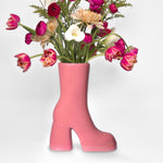 Black Boot Vase, Maximalist Decor Ceramic Flower Vase, Modern Black Home Decor for Office, Bedroom & Living Room, Aesthetic Room Decor for Desk, Shelf, Table, Bar & Vanity