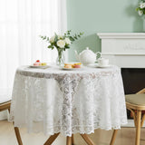 Round Lace Tablecloth White 