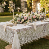 Rose Lace Tablecloth with Tassels