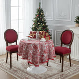Red Toile Cotton Tablecloth – Pom Pom Trim, French Country Dining