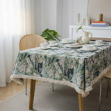Botanical Tapestry Tablecloth with Fringe 