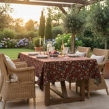 Burgundy Bird Floral Tapestry Tablecloth 