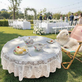 Lace Tablecloth White, Sheer Floral Table Cover