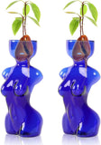 Propagation Vases Glass Vase for Plants Propagation Jars Unique Flower Vase for Avocado, Bulbs, and Plant Cuttings 2Pc Elegant Female Silhouette
