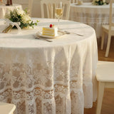 Lace Tablecloth White, Sheer Floral Table Cover