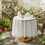 Round Lace Tablecloth White 