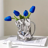 Paper Bag Silvery Ceramic Vase